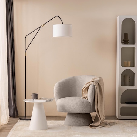 Fotel obrotowy beżowy bouclé Nalf