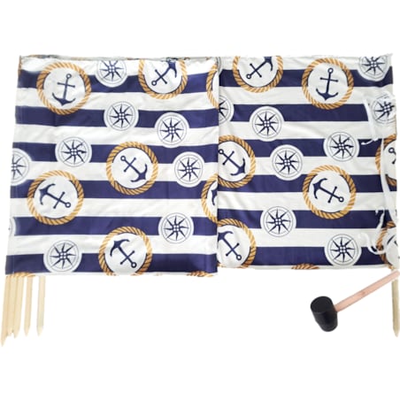 Parawan Plażowy Zasłona 10 M Na Plażę Składany Letni Kotwice W Paski Młotek W Zestawie
