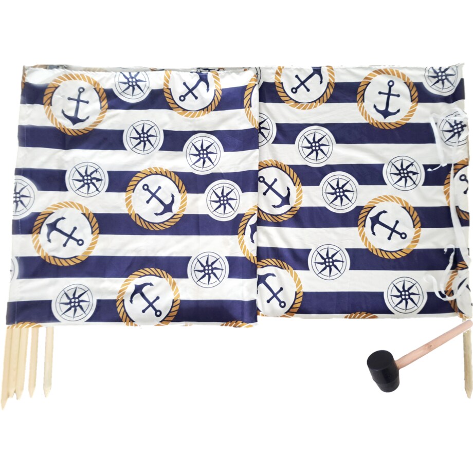 Parawan Plażowy Zasłona 10 M Na Plażę Składany Letni Kotwice W Paski Młotek W Zestawie