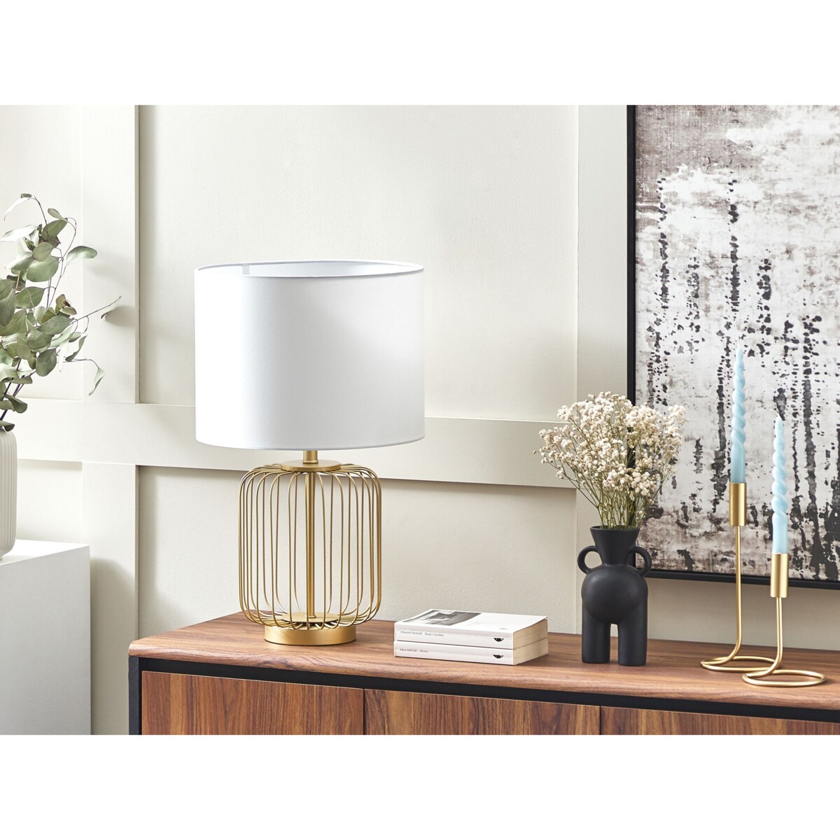 Lampa stołowa metalowa złota THOUET