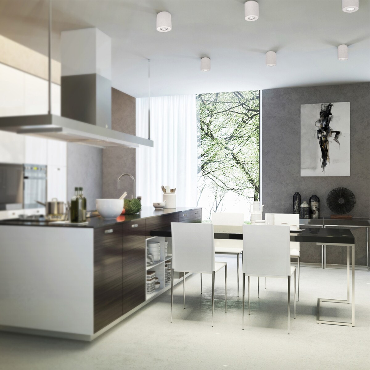 Lampa Sufitowa BRITOP Lighting Round 1xGU10 Max.6W Biały Beton, Polski Producent, 1 szt.