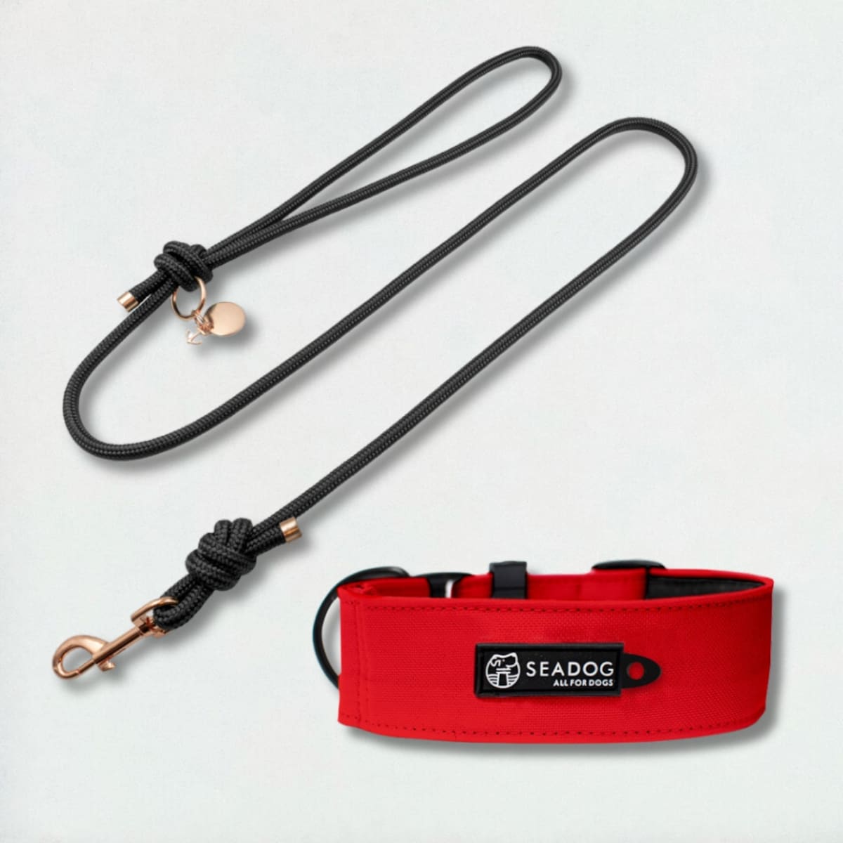 Zestaw: smycz sznurowa i szeroka obroża, rozmiar M