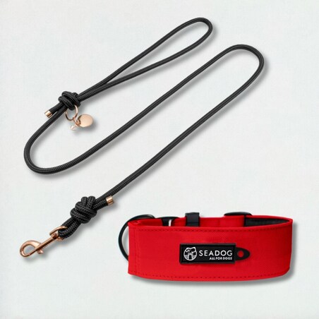 Zestaw: smycz sznurowa i szeroka obroża, rozmiar M