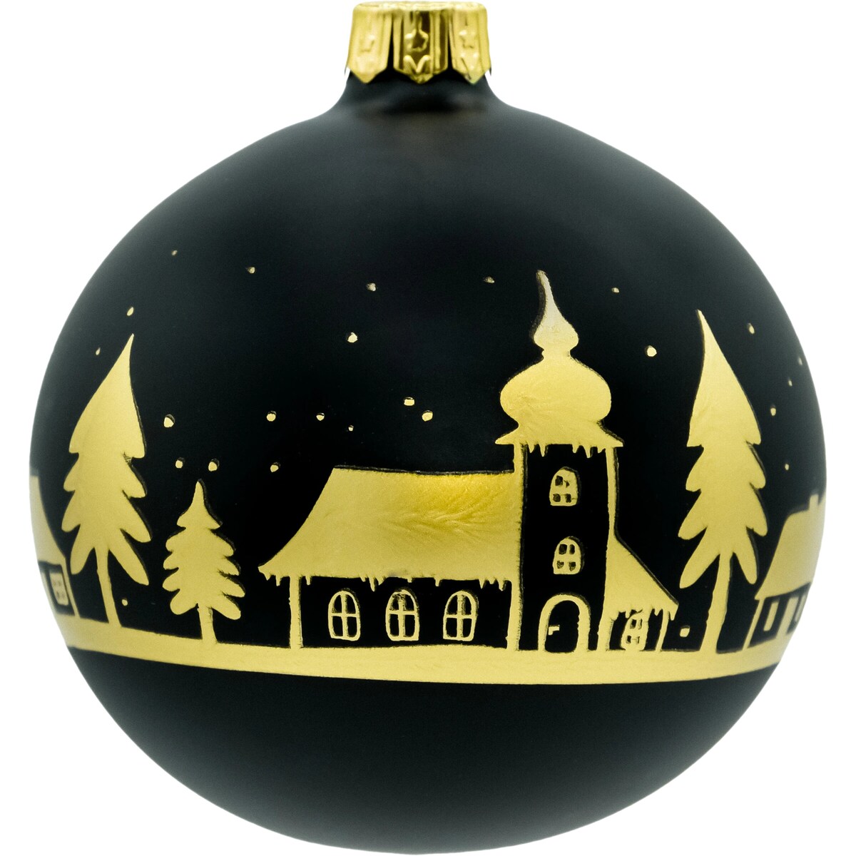 Bombka choinkowa: Bombki okrągłe złote miasteczko: czarne