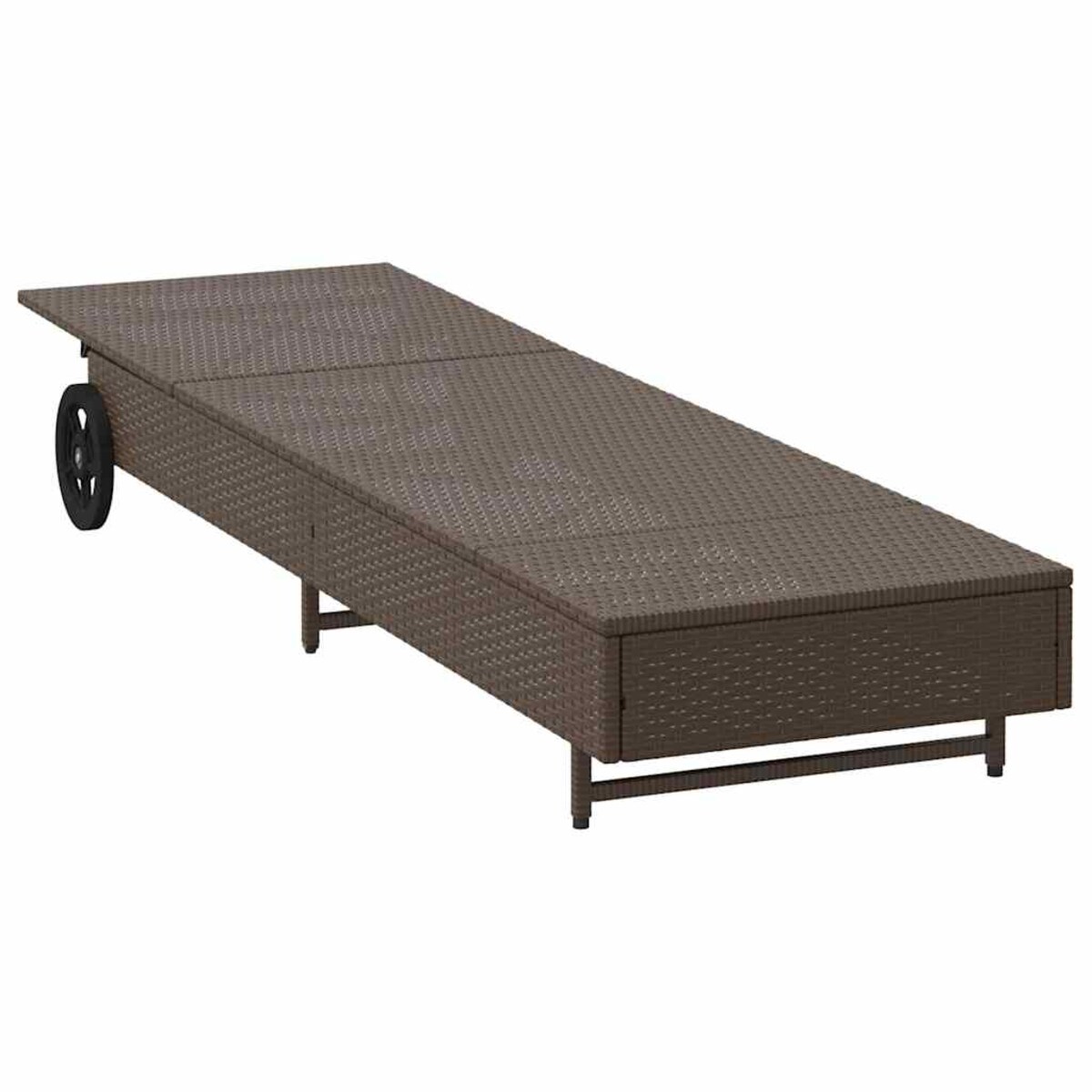 vidaXL Leżak na kółkach, z poduszką, brązowy, polirattan