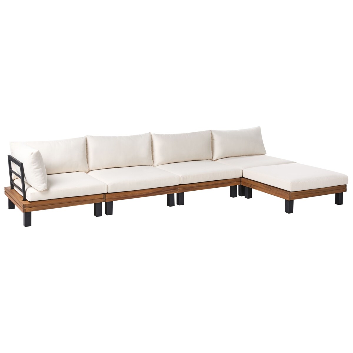 Narożnik ogrodowy ze stolikiem dla 5 osób FRAZZANO Certyfikowane drewno akacjowe Złamana biel