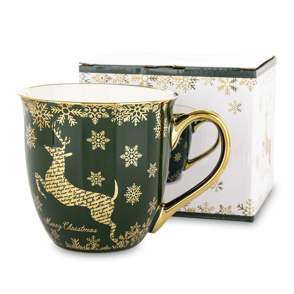 Kubek porcelanowy 11x15x11,5 cm IRMINA 560 ml zielony