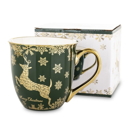 Kubek porcelanowy 11x15x11,5 cm IRMINA 560 ml zielony