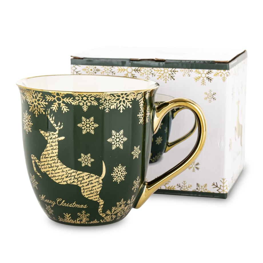 Kubek porcelanowy 11x15x11,5 cm IRMINA 560 ml zielony