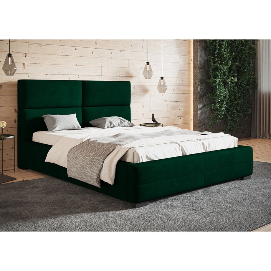 Łóżko tapicerowane 140x200 BEN 3- butelkowa zieleń