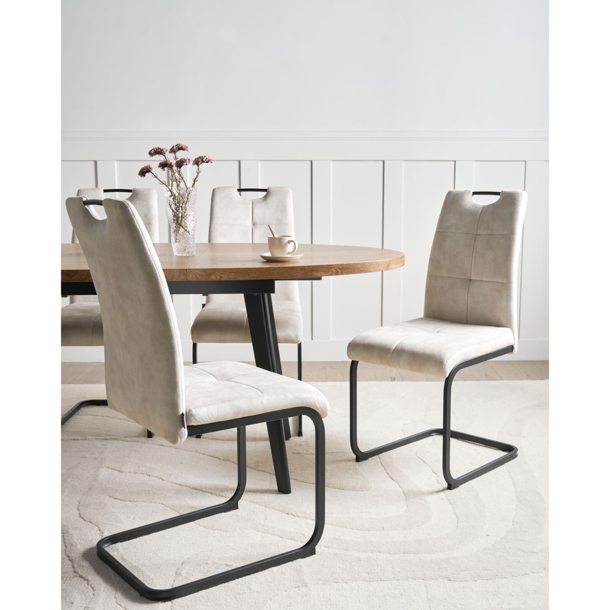 Zestaw 4 krzeseł do jadalni CISCO Jasnobeżowy