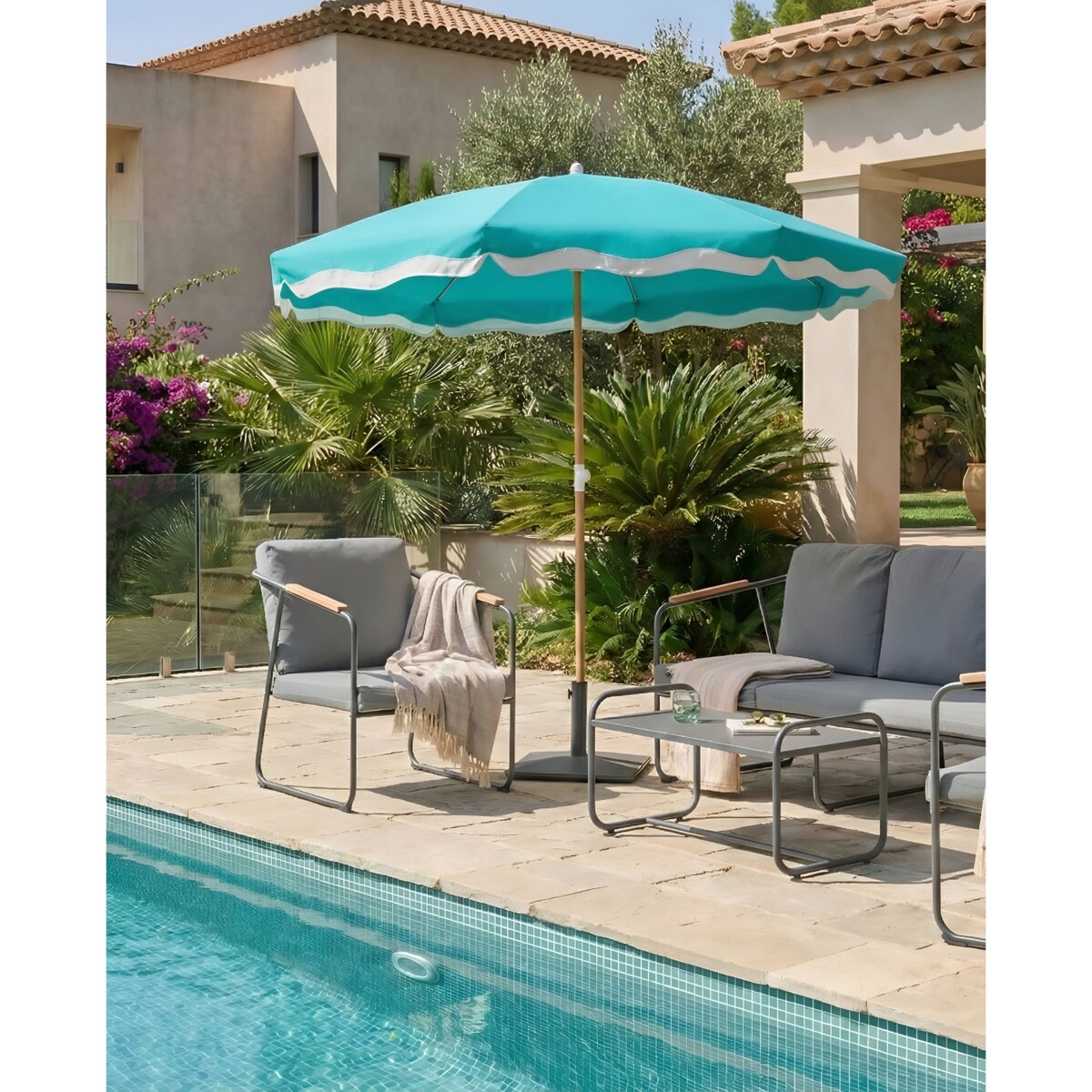 Parasol ogrodowy 232 cm SESTRIERE Turkusowy