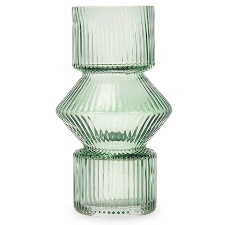 Szklany wazon ryflowane szkło, 9,5 x 16,5 cm