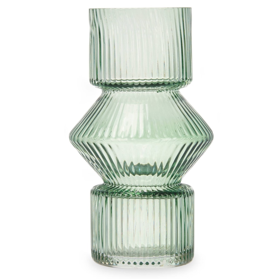 Szklany wazon ryflowane szkło, 9,5 x 16,5 cm