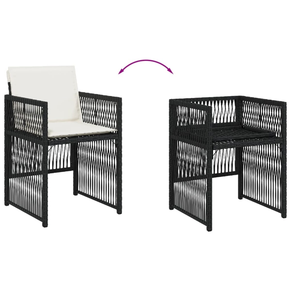 vidaXL Krzesła ogrodowe z poduszkami, 4 szt., czarne, polirattan