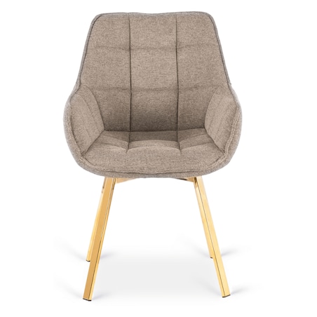 Krzesło Tapicerowane Obrotowe 360 Do Jadalni Kuchni Salonu Beżowe MIA 2