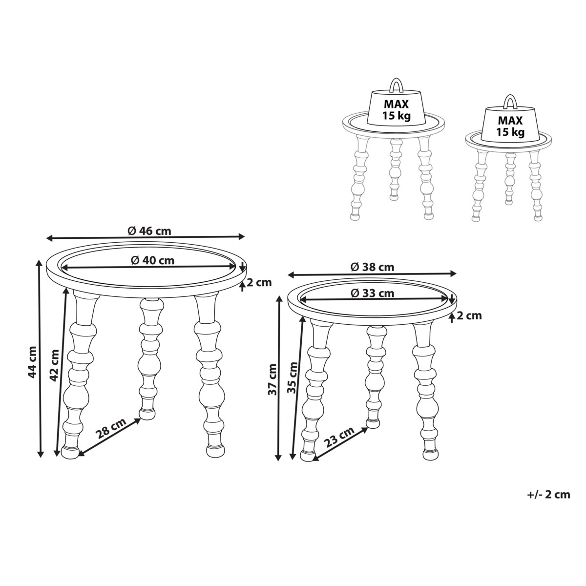 Zestaw 2 stolików pomocniczych z drewna mango ciemne MARNOO