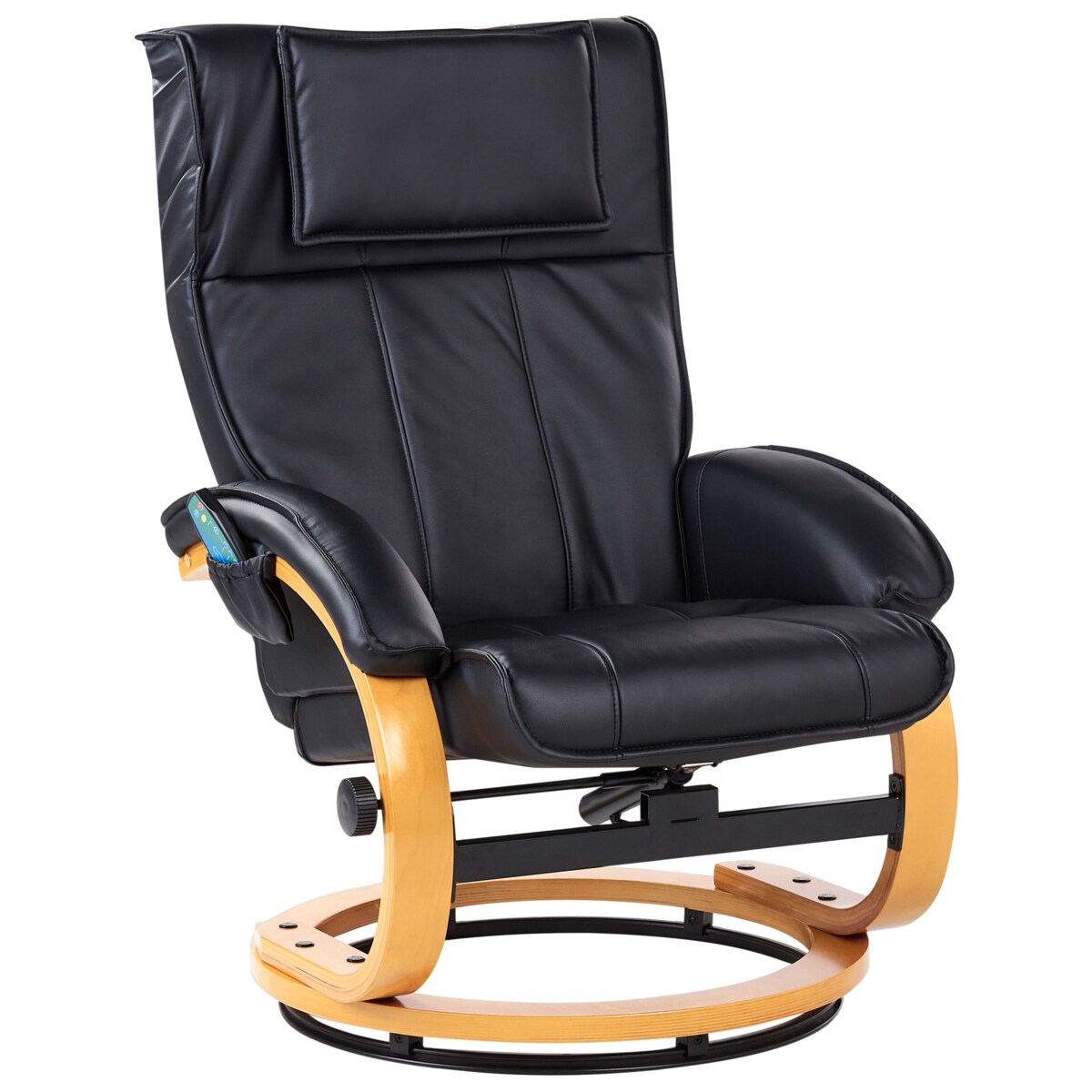 Fotel z masażem MAJESTIC Z podnóżkiem Ekoskóra Czarny