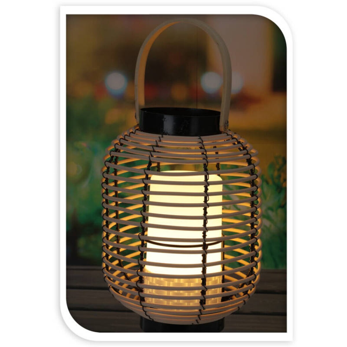 Lampion rattanowy z uchwytem, LED
