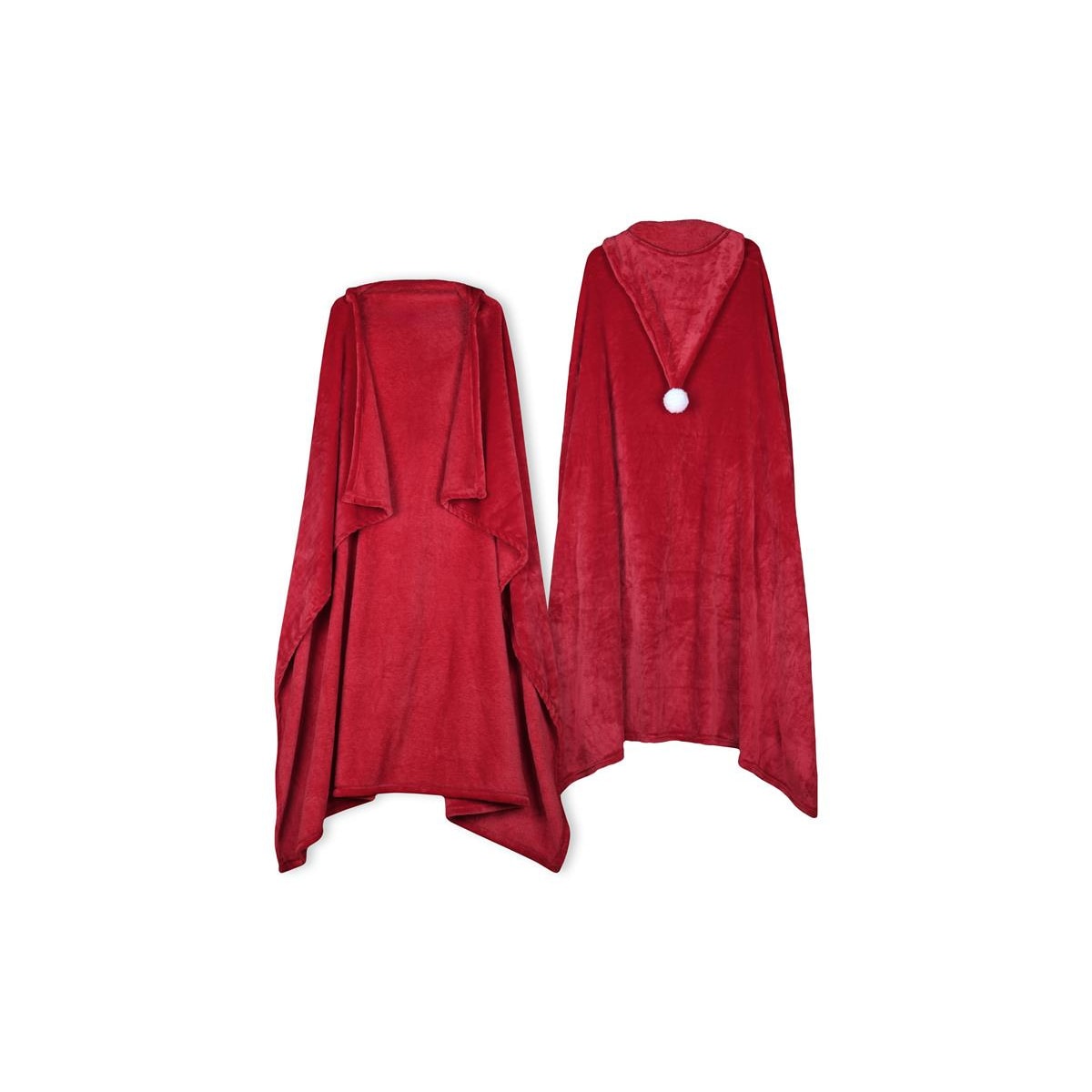 Peleryna z czapką świętego Mikołaja, pluszowy koc, 150 x 110 cm