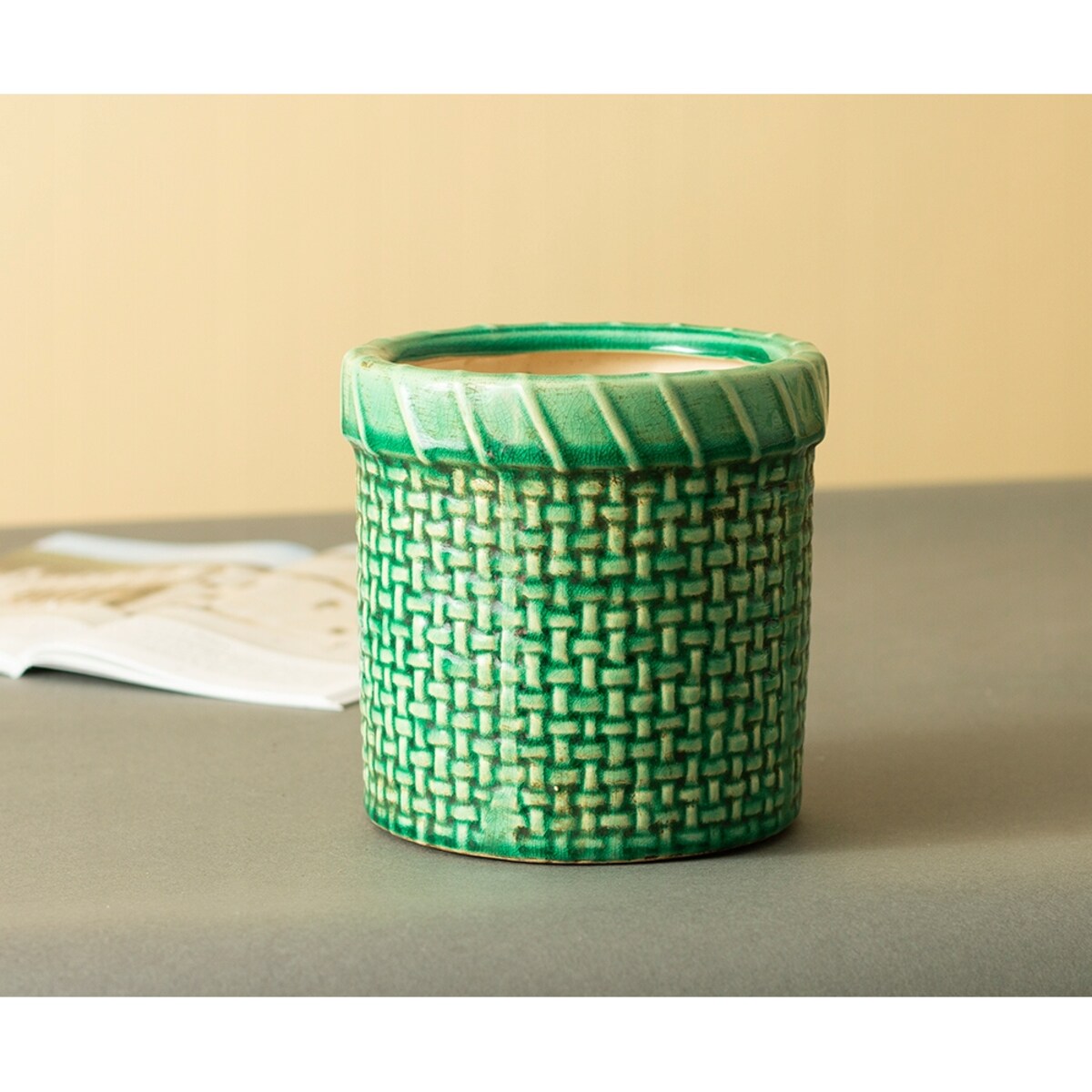 DONICA KOSZ ceramiczna ciemna zieleń śr. 13cm