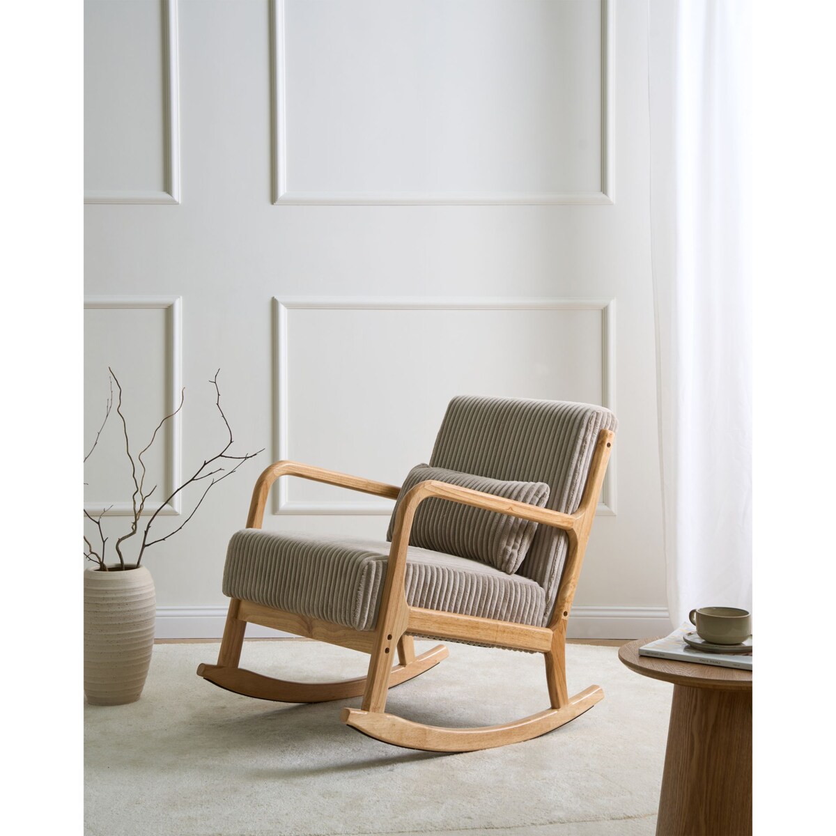 Fotel bujany SORSELE Sztruks Beżowy