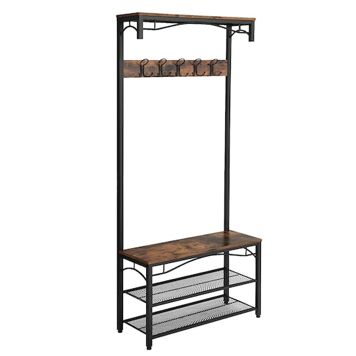 Wieszak Stojak Na Ubrania 80X30X178,5 Cm Rustykalny Brąz, Czarny