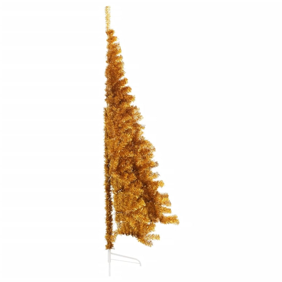vidaXL Sztuczna choinka połówka ze stojakiem, złota, 210 cm, PET