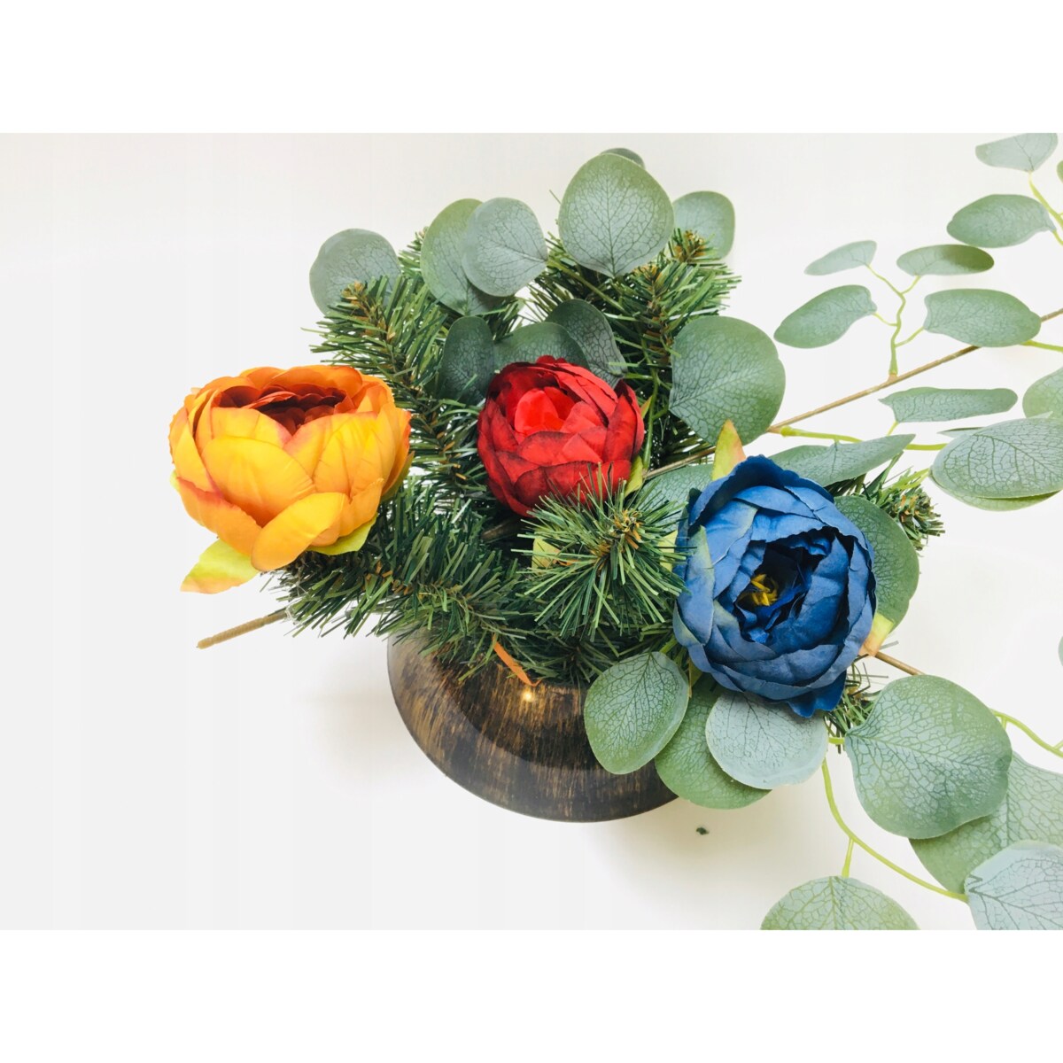 KWIATY sztuczne piwonia POMARAŃCZOWA główka do stroika wiązanki cmentarz