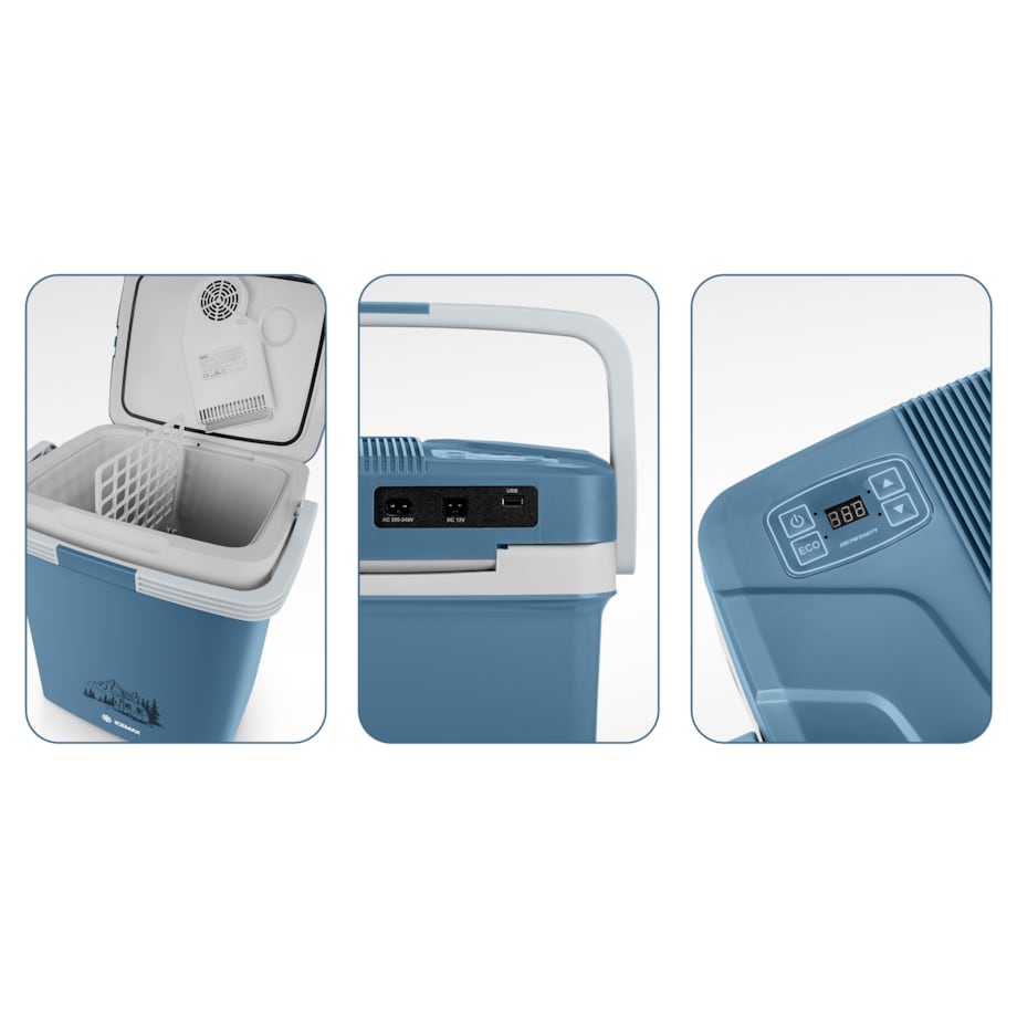 Lodówka turystyczna samochodowa 12V/230V USB funkcja grzania 26l Berdsen