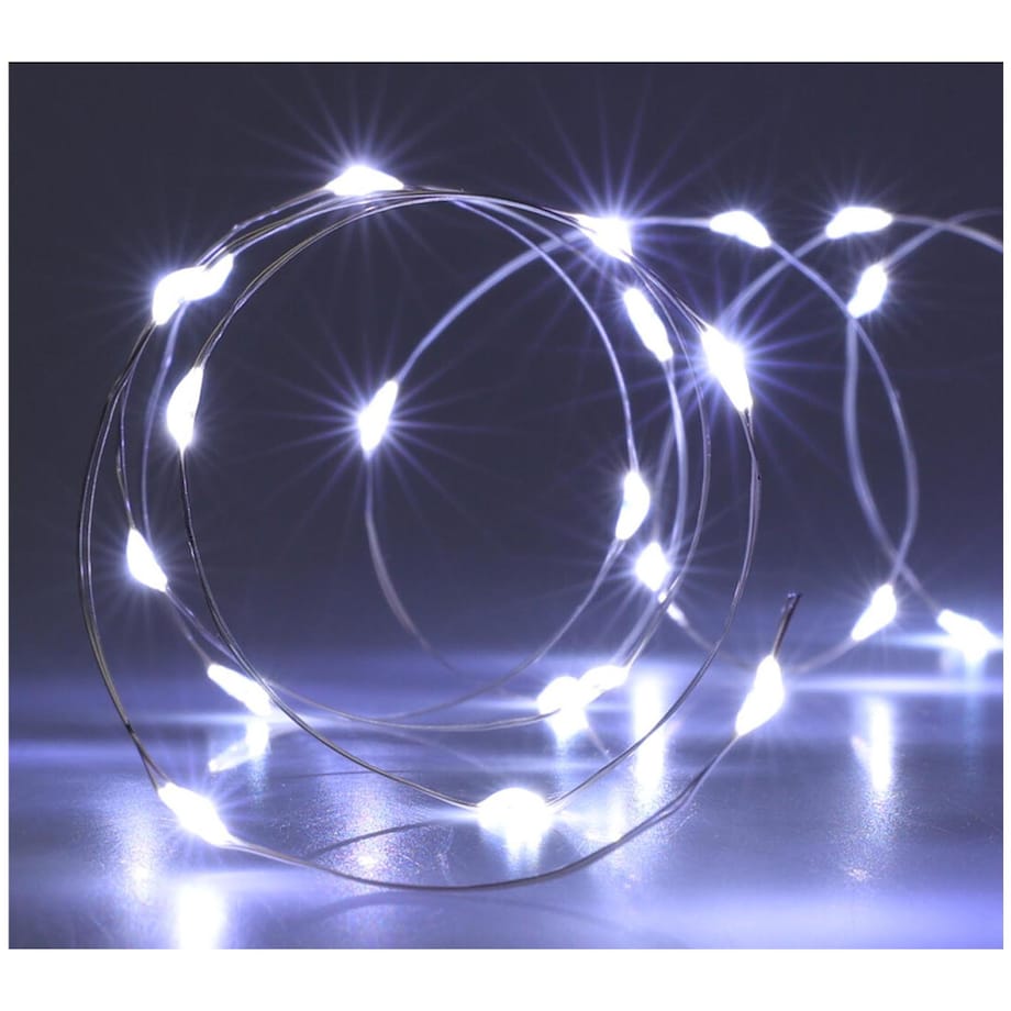 Lampki Druciki 40 Led Na Baterie Boże Narodzenie Zimna Biel 195 Cm