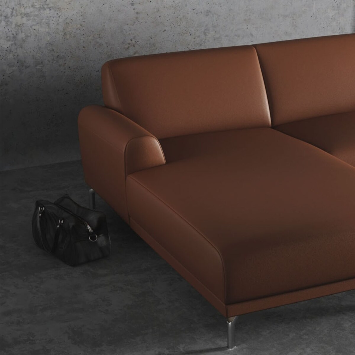 Sofa narożna Puzo koniakowa