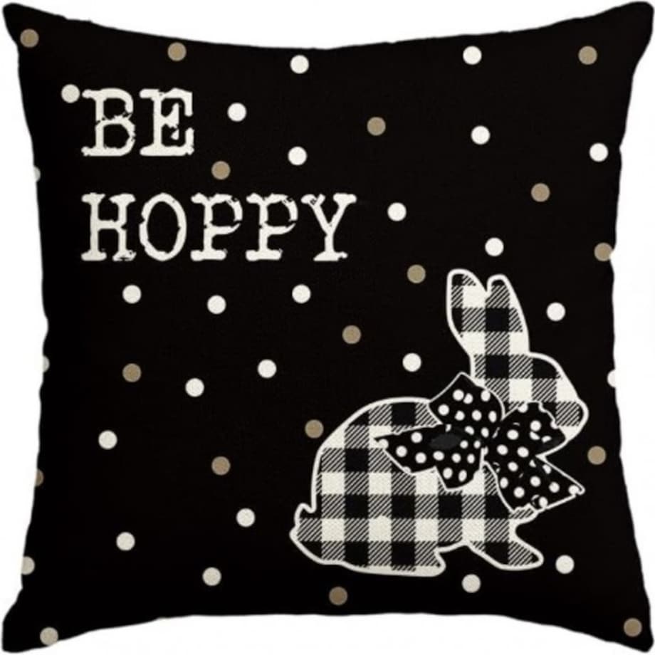 Lniana poszewka na poduszkę 45 x 45 cm KRÓLICZEK Black & white POD234