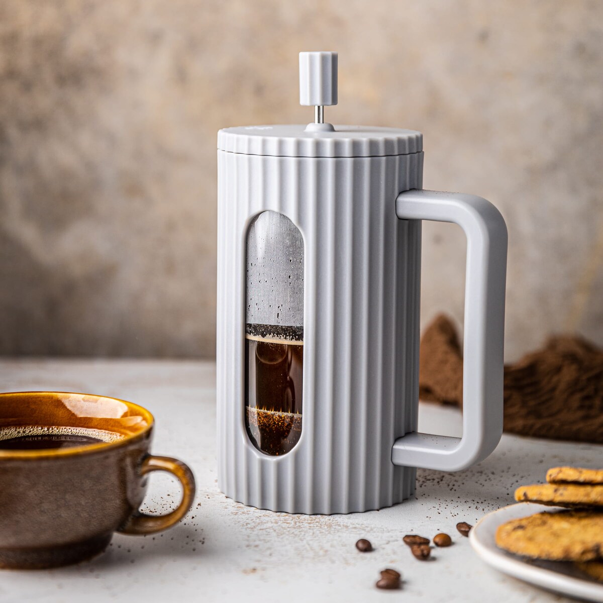 Zaparzacz do herbaty kawy szklany French Press 1000 ml szary KLAUSBERG