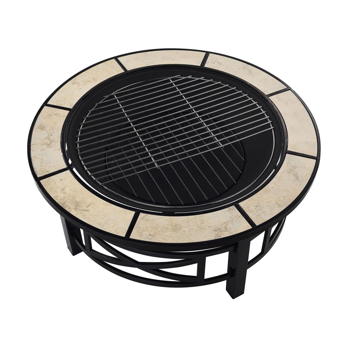 Palenisko ogrodowe z grillem stalowe czarne HIERRO