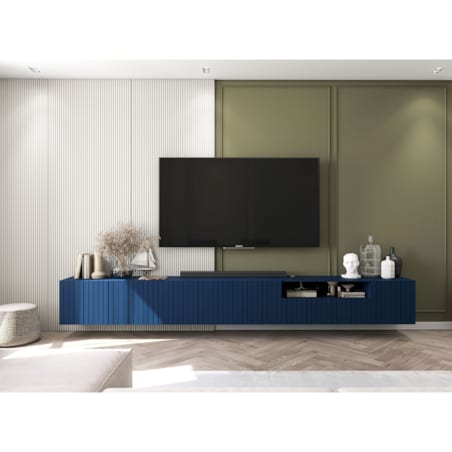 Nowoczesna Wisząca Szafka RTV Glamour Komoda RTV Granatowy Mat 300 cm