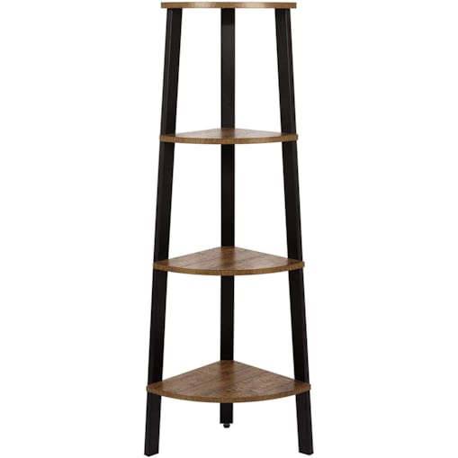 Regał Narożny Półka 45X34X125 Cm Rustykalny Brąz, Czarny