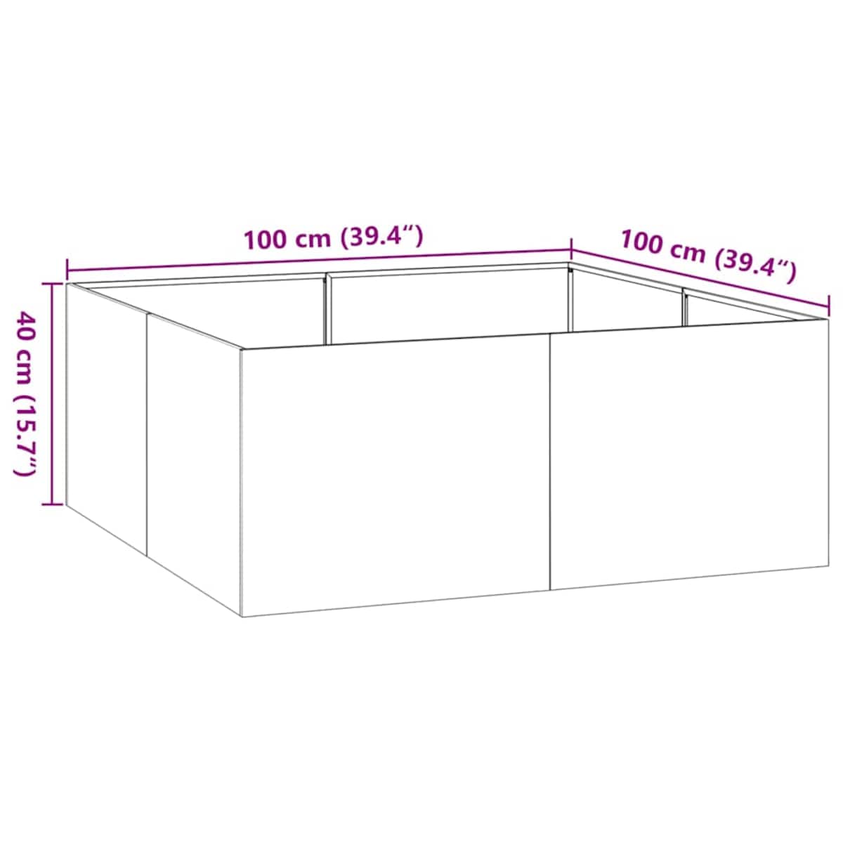 vidaXL Doniczka Oliwkowo-zielona 100x100x40 cm Stal