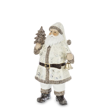 Figurka - Mikołaj biało-srebrny 18x10 cm