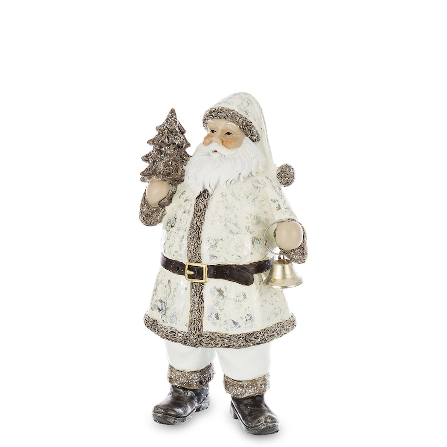 Figurka - Mikołaj biało-srebrny 18x10 cm