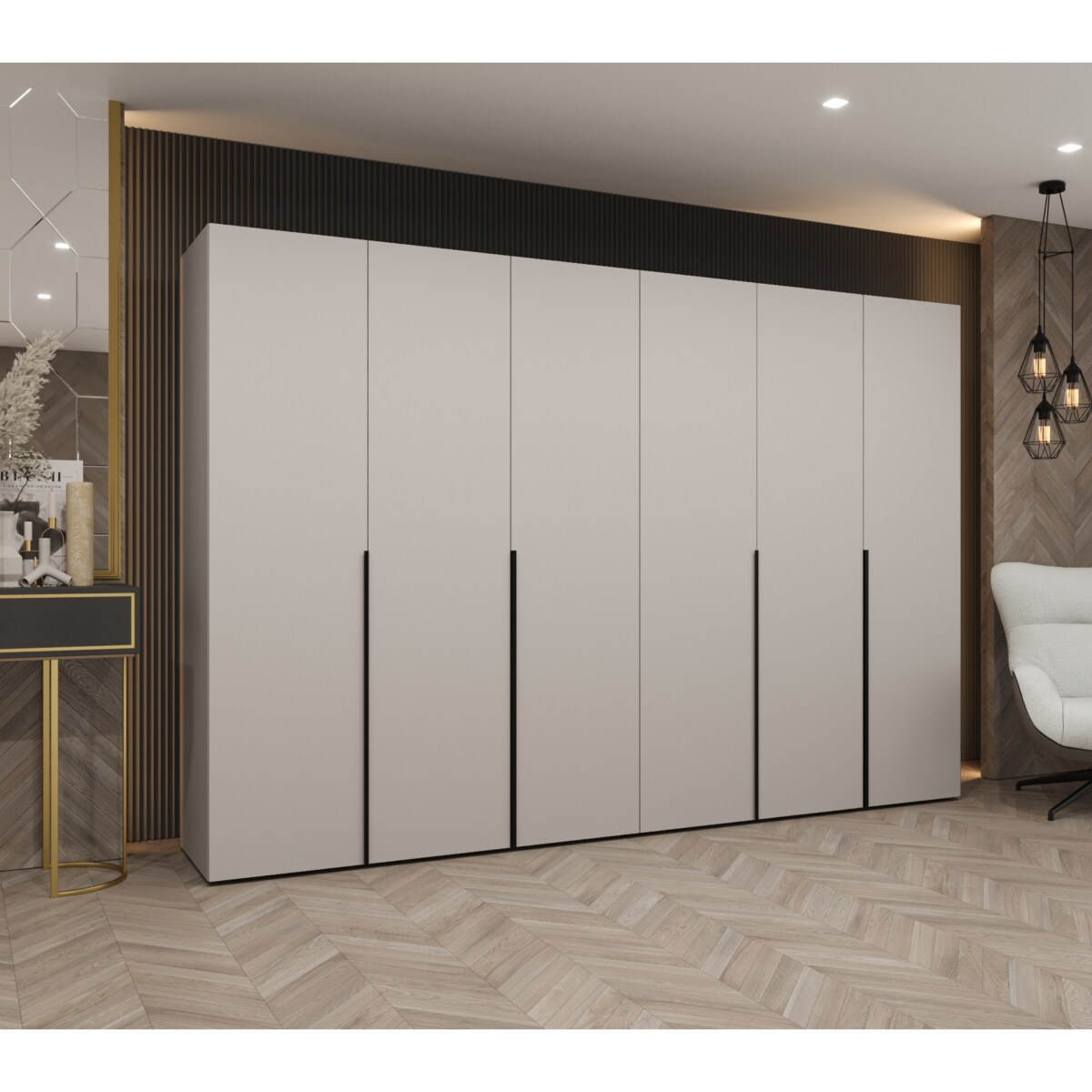 Szafa uchylna otwierana ALICANTE 1 300 wys. 202 cm Kaszmir + u. Czarny