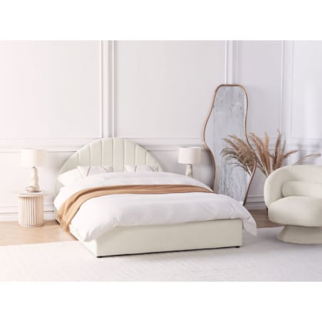 Łóżko z pojemnikiem boucle 140 x 200 cm złamana biel CHADENET