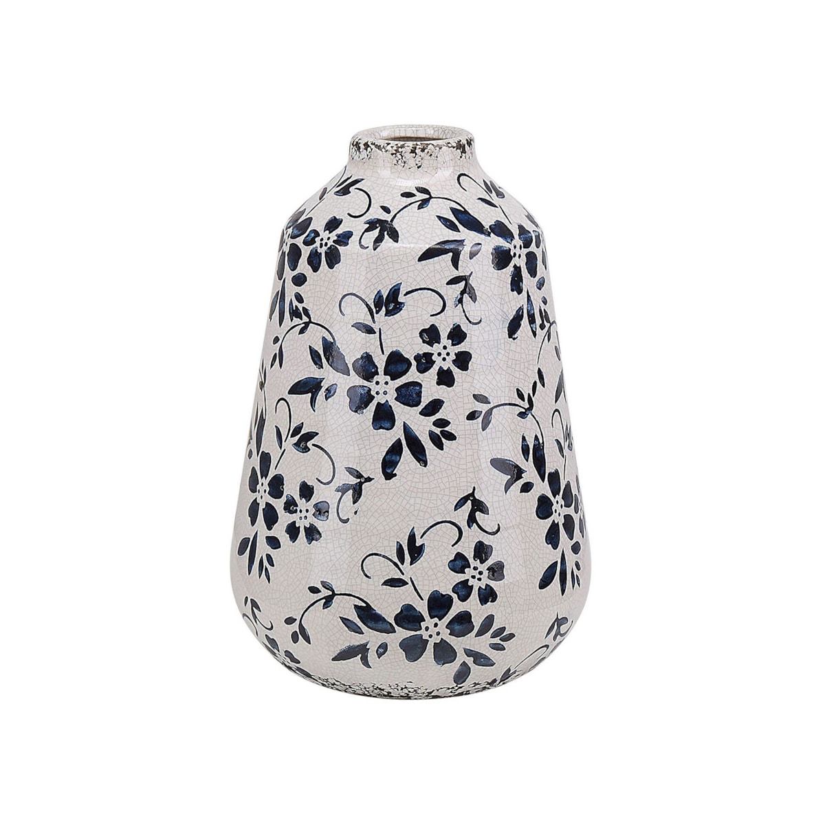 Wazon na kwiaty ceramiczny 20 cm biały z niebieskim MARONEIA