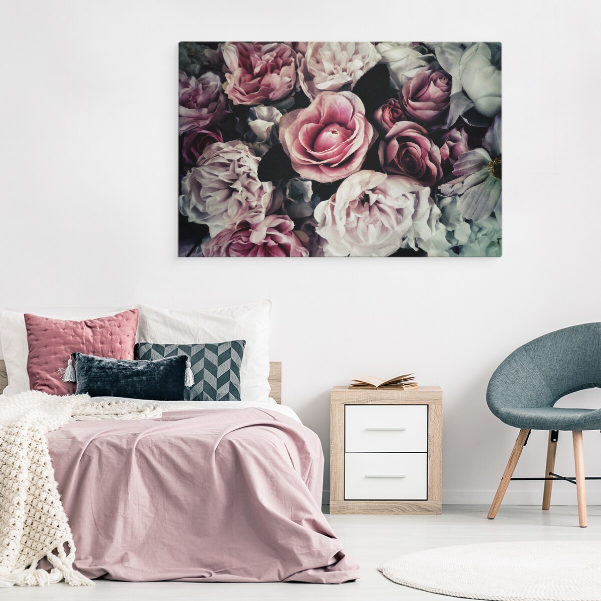 Obraz Akwarelowe Róże W Stylu Vintage 70x50cm