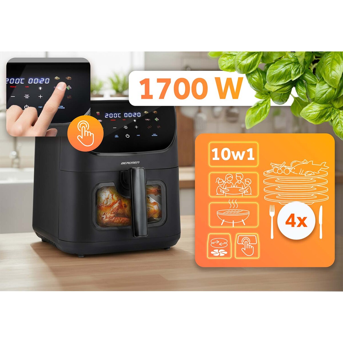 Frytkownica beztłuszczowa air fryer frytownica 8l Berdsen BD-661 1700W
