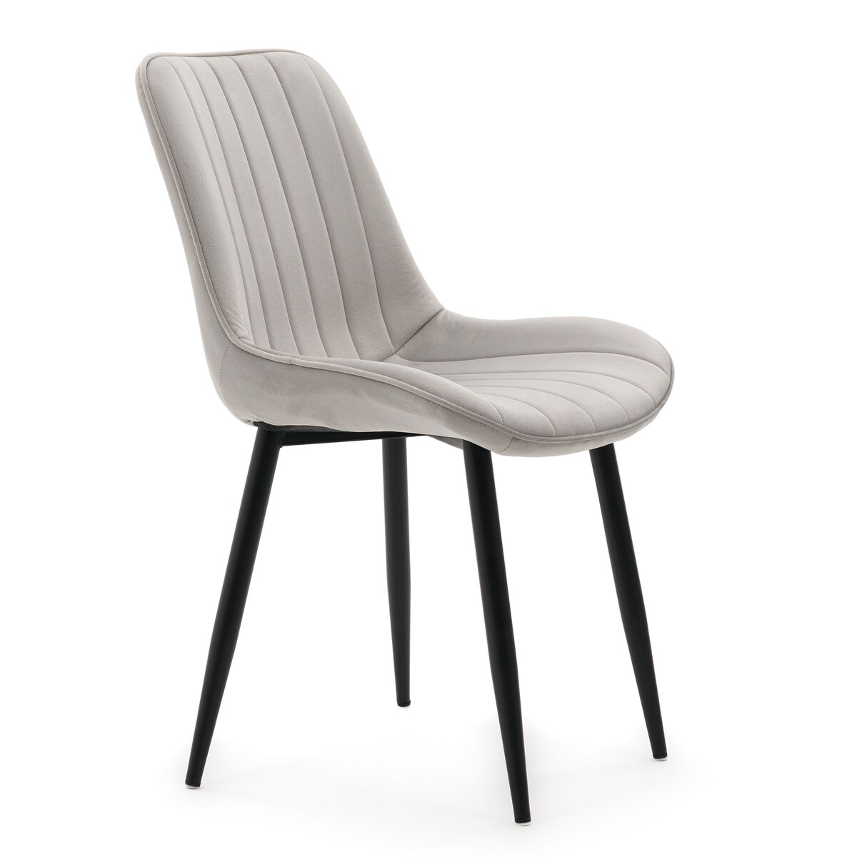 Krzesło welurowe tapicerowane ELVA szare do salonu jadalni na czarnych nogach