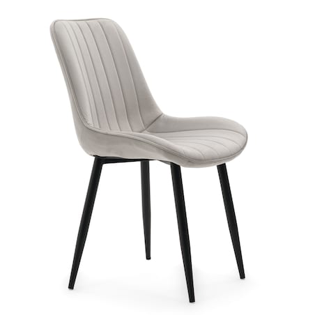 Krzesło welurowe tapicerowane ELVA szare do salonu jadalni na czarnych nogach