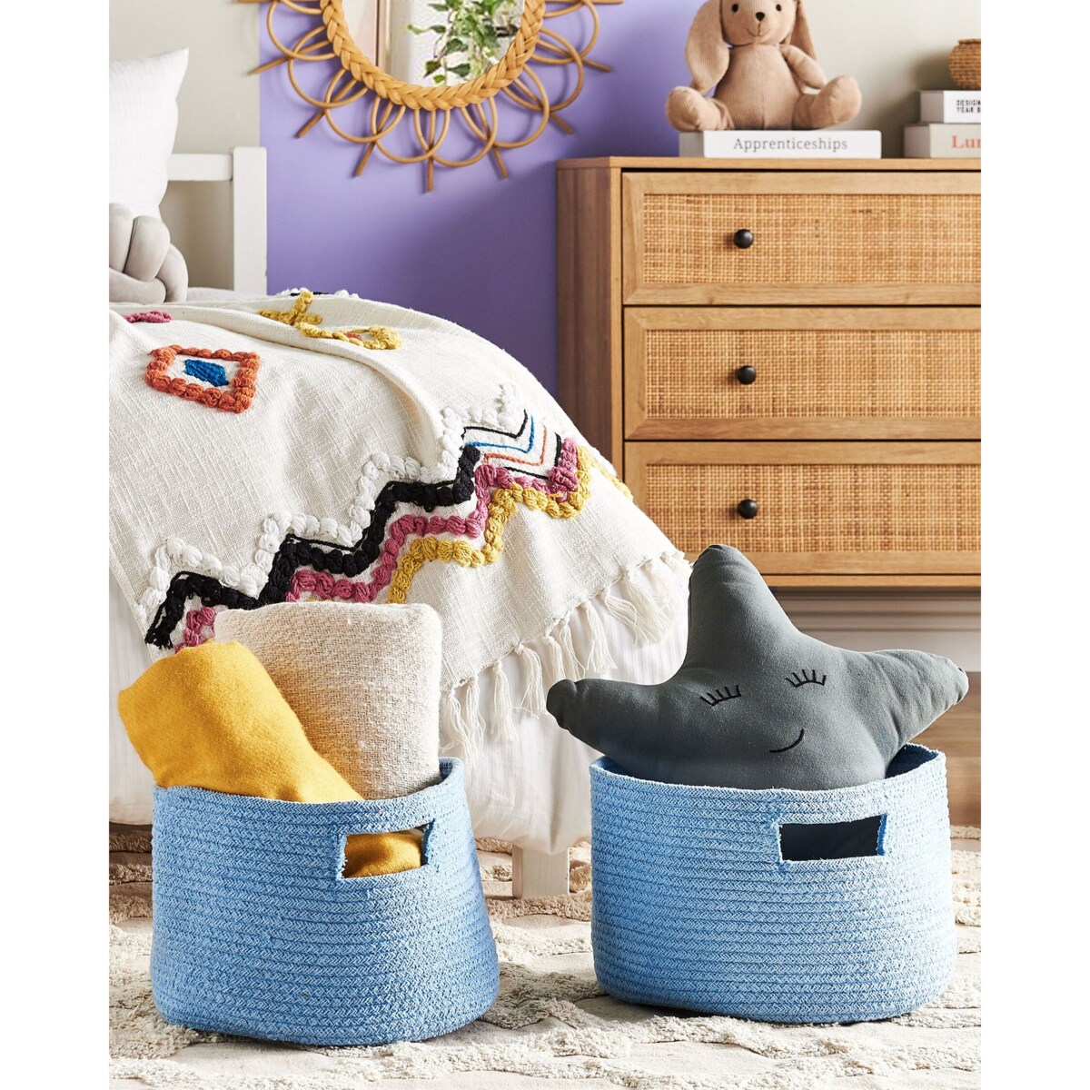 Zestaw 2 koszy bawełnianych niebieski CHINIOT