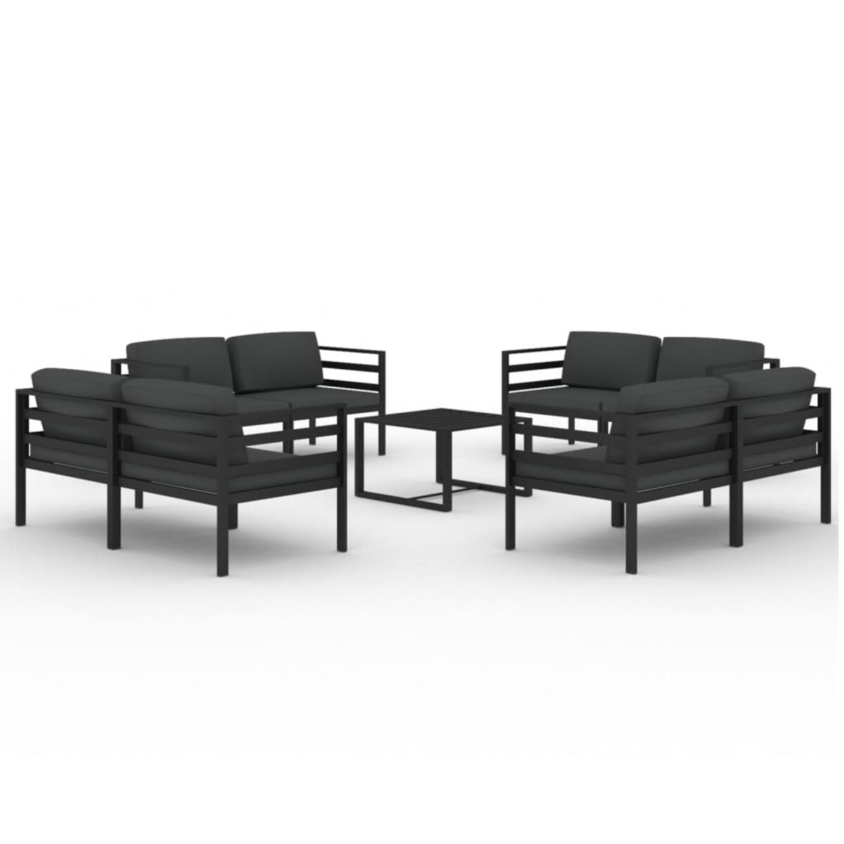 vidaXL 9-cz. zestaw mebli ogrodowych, poduszki, aluminium, antracyt