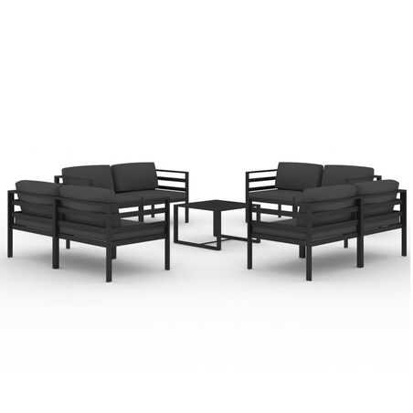 vidaXL 9-cz. zestaw mebli ogrodowych, poduszki, aluminium, antracyt